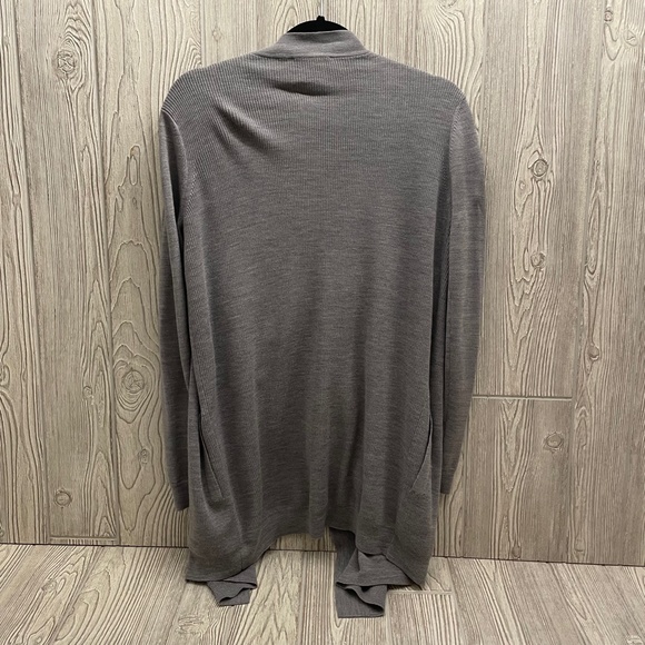 THEORY Gray Wool Cardigan Open Front With Pockets Draped Size Medium - Picture 6 of 9